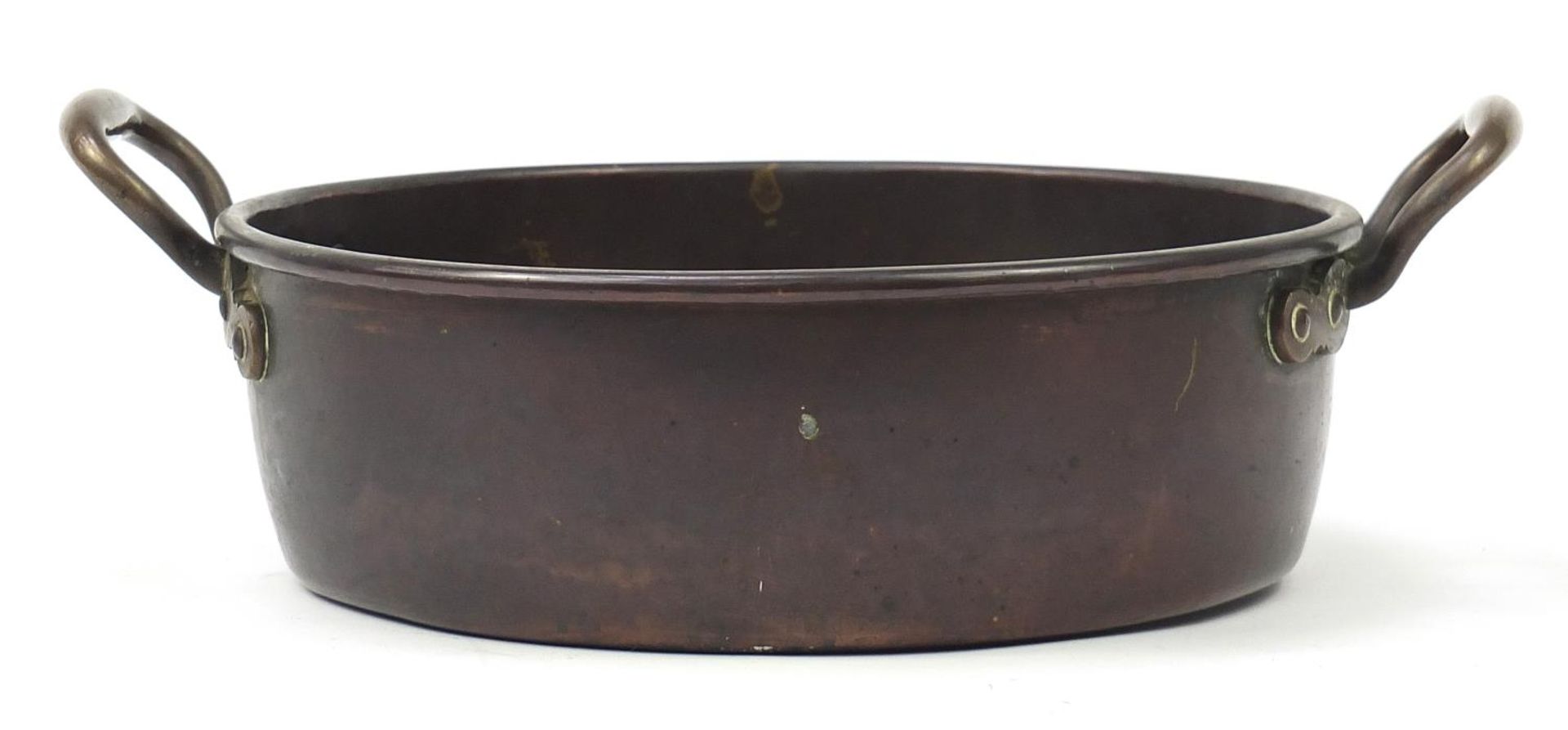 Victorian copper preserve pan with twin handles by Benham & Froud, 47.5cm wide : For Further - Bild 2 aus 4