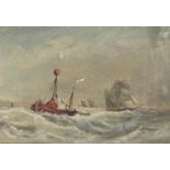 The Nore Lightship, Antique maritime oil on board, indistinctly signed to the lower margin,