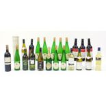 Twenty one bottles of alcohol including Pieroth Nussdorfer Herrenberg white wine, cream sherry, Pino