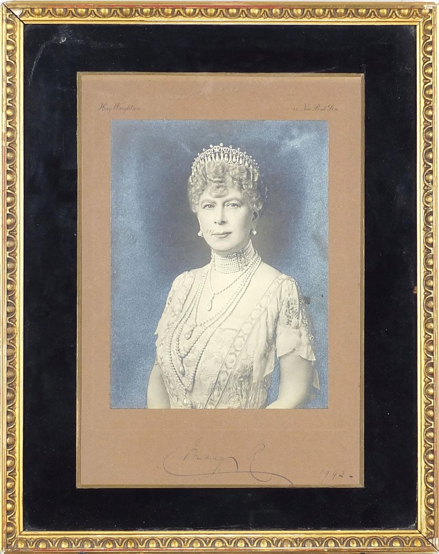 Mid 20th century signed photo of Mary of Teck, dated 1942, details verso, mounted, framed and - Image 3 of 14