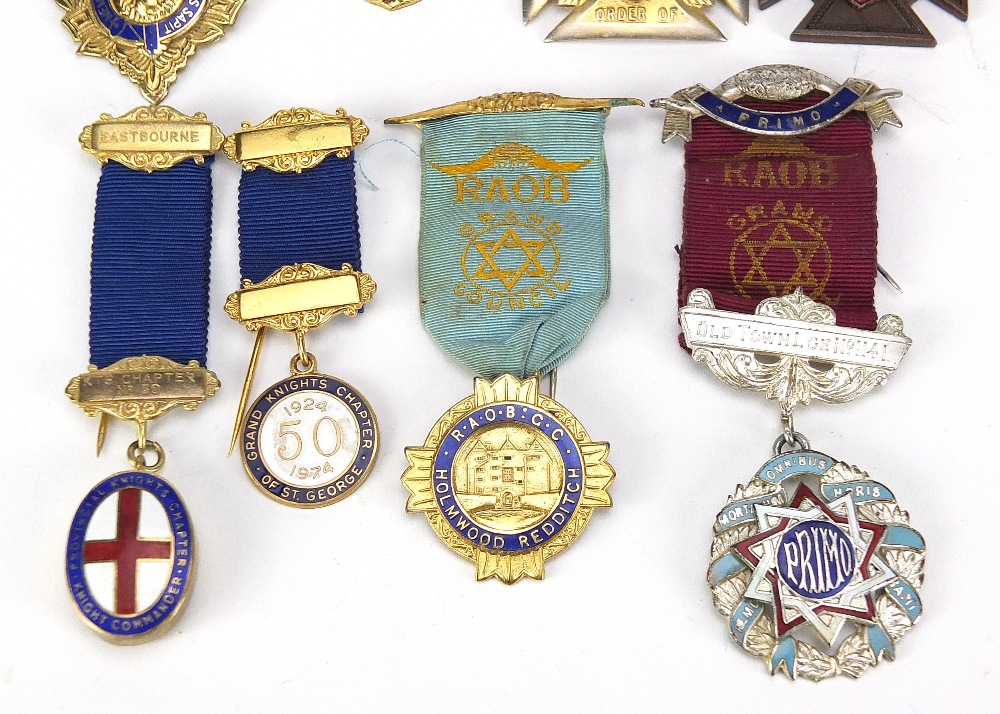 Royal Order of Buffalos regalia including silver and enamel jewels and a sash : For Further - Image 4 of 12