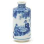 Chinese blue and white porcelain vase hand painted with figures, six figure character marks to the