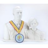 Large plaster sculpture of a man and girl, 65cm wide : For Further Condition Reports Please Visit