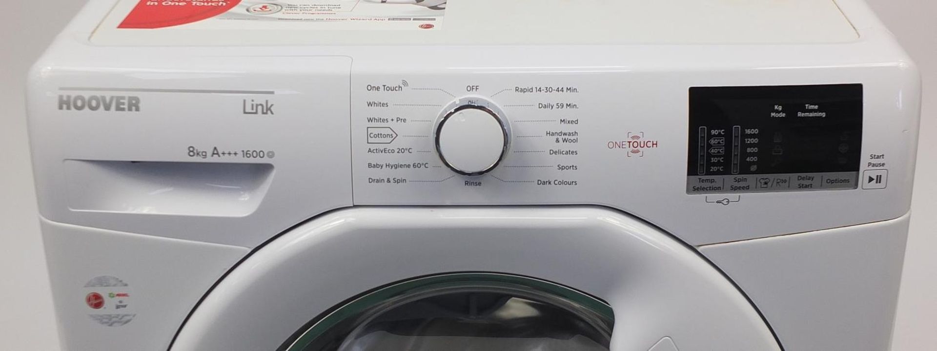 Hoover Link 8kg A+++ 1600 washing machine, 83.5cm H x 59cm W x 49cm D : For Further Condition - Bild 2 aus 4