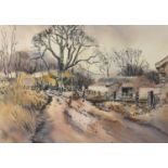 John Darlison - Llanbedr Hall Farm, mixed media, details verso, mounted, framed and glazed, 50.5cm x