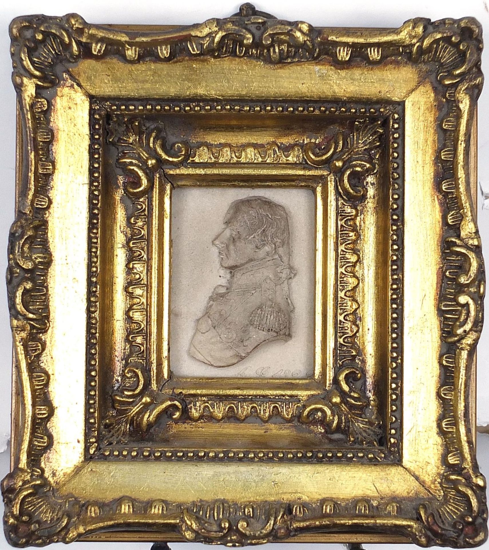 Naval interest marble style plaque of Lord Nelson housed in an ornate gilt frame, 20cm x 18cm - Image 2 of 8