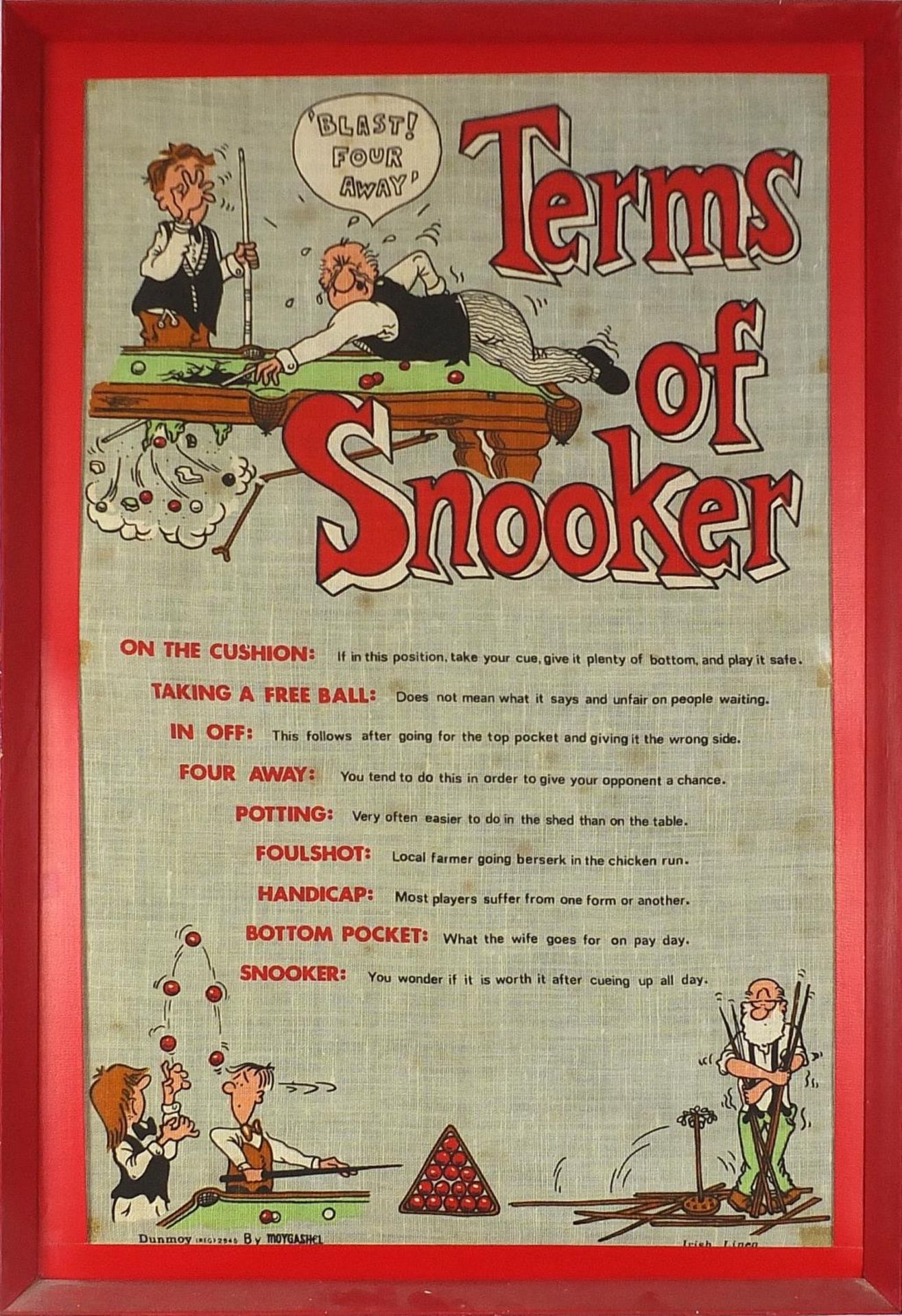 Vintage terms of snooker framed display, Dunmoy b Moygashel, framed, overall 79.5cm x 54cm : For - Bild 2 aus 5
