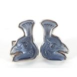 Pair of Lalique frosted glass and silver Paon Peacock cufflinks with box, 2.5cm high : For Further