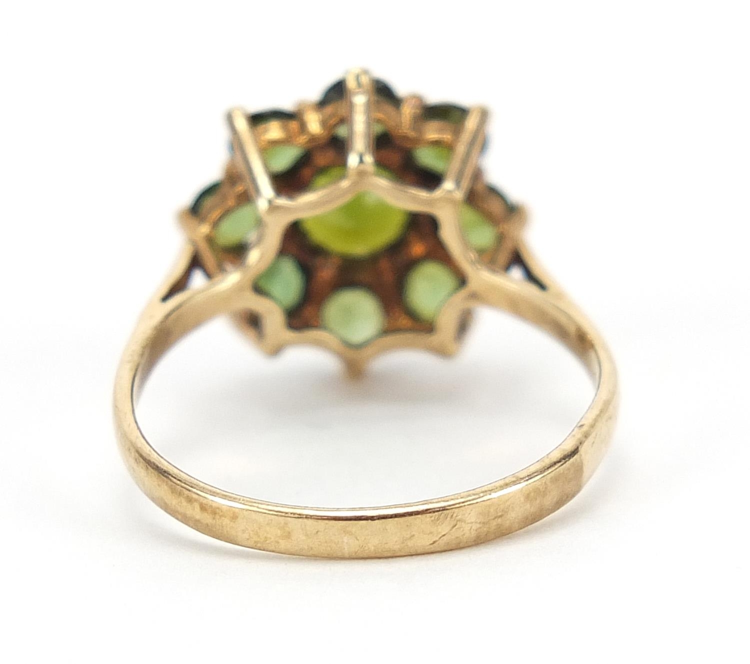 9ct gold green stone cluster ring, size L/M, 2.2g : For Further Condition Reports Please Visit Our - Image 3 of 6