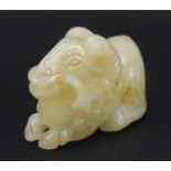 Chinese white jade carving of a ram, 5.5cm in length : For Further Condition Reports Please Visit