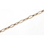 9ct gold long and short link bracelet, 22cm in length, 3.4g : For Further Condition Reports Please