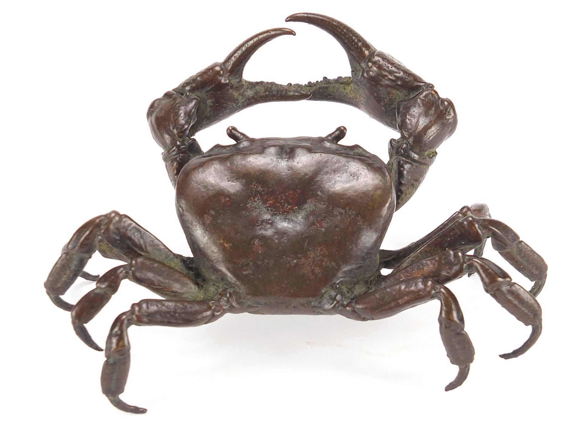 Large Japanese patinated bronze crab, impressed marks to the underside, 10cm wide : For Further - Bild 4 aus 8