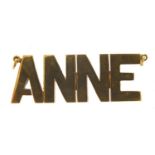 9ct gold "Anne" pendant, 3.7cm wide, 5.8g : For Further Condition Reports Please Visit Our Website -