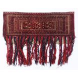 Middle Eastern saddle bag having an all over geometric design, 111cm x 48cm excluding the