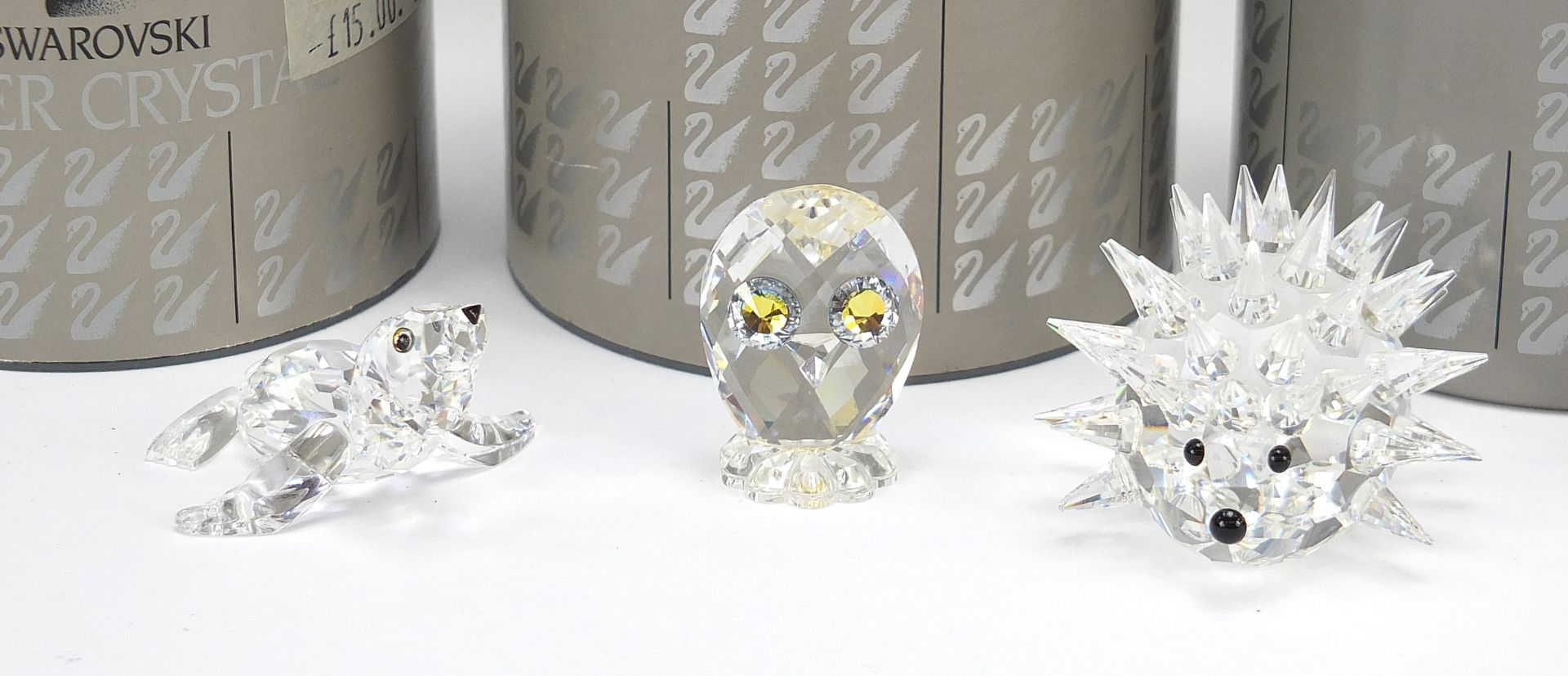 Eight Swarovski Crystal animals with boxes, including penguin, hedgehog and owl, the largest 8cm - Image 4 of 5