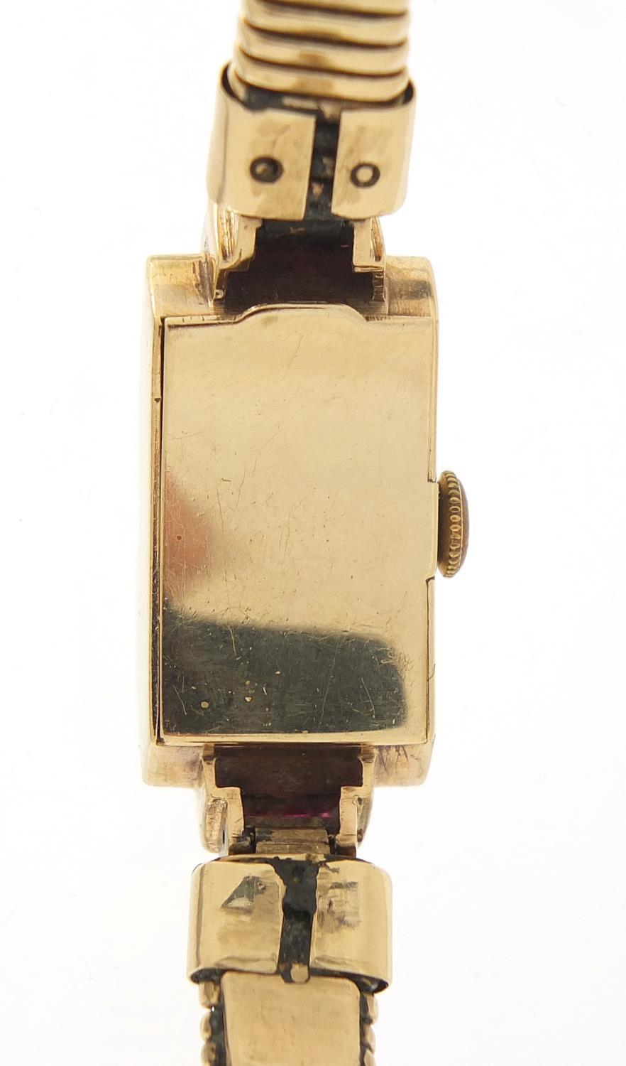 Art Deco ladies unmarked gold, diamond and ruby cocktail watch, (tests as 15ct gold +) the case 15mm - Image 5 of 5