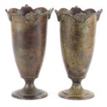 Pair of Rochamp bronzed metal classical vases with fluted bases, each 29.5cm high : For Further