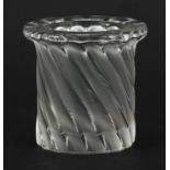 Lalique, French frosted writhen glass vase, etched Lalique France to the base, 6.5cm high : For