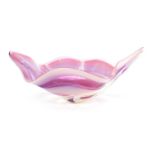 Nikki Williams, pink and white art glass centre bowl, 47cm wide : For Further Condition Reports