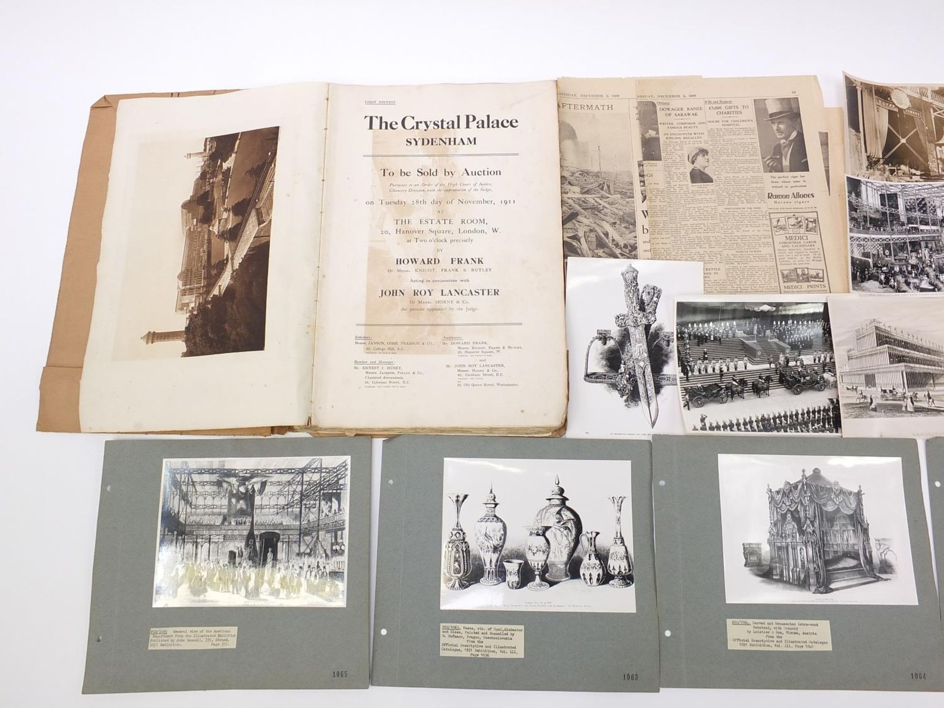 Early 20th century Crystal Palace Exhibition ephemera including Sydenham 1911 Auction Catalogue, - Image 2 of 9