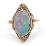 9ct gold opal ring, size M/N, 2.4g : For Further Condition Reports Please Visit Our Website -