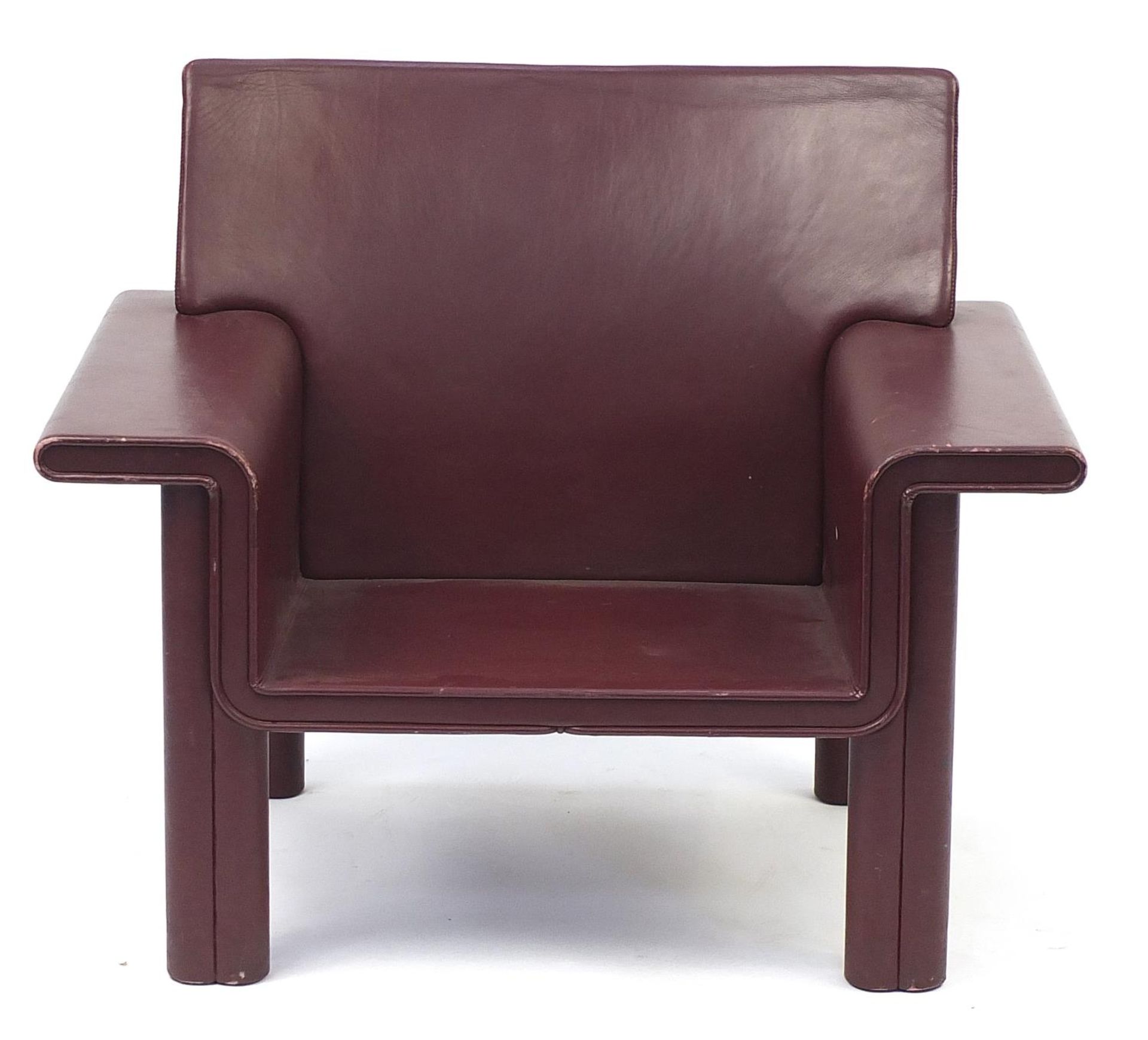 Afra and Tobia Scarpa for Meritalia, Italian burgundy leather Cornelia armchair, 77cm H x 95cm W x - Image 2 of 4