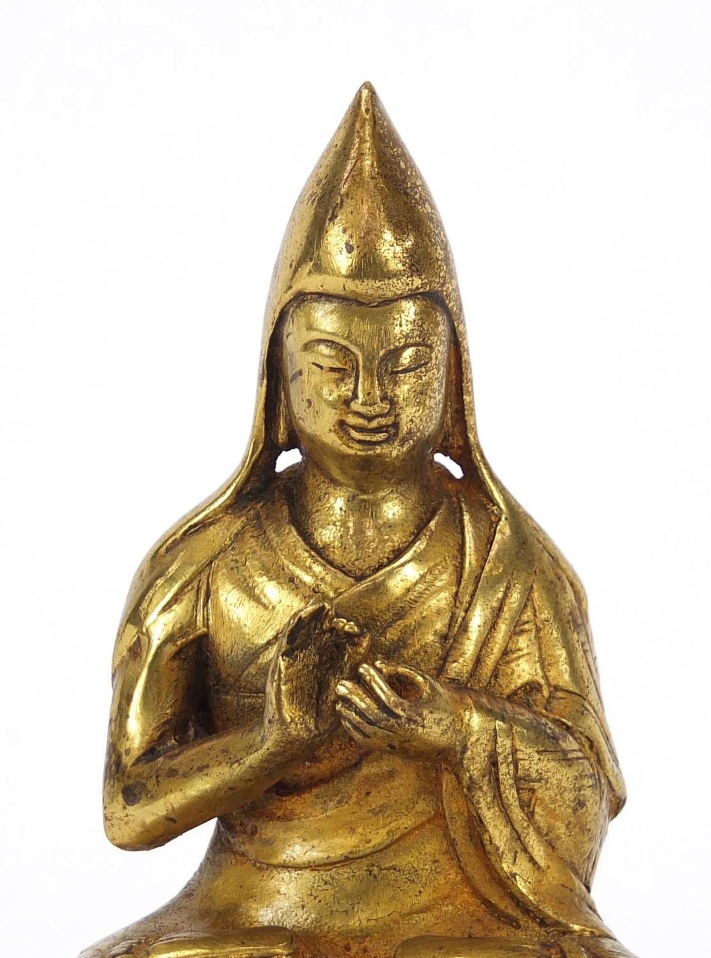 Nepalese gilt bronze figure of seated Buddha, 17.5cm high : For Further Condition Reports Please - Bild 2 aus 9