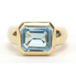 14ct gold blue topaz ring, size Q, 6.9g : For Further Condition Reports Please Visit Our Website -