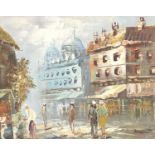 Burnett - Parisian street scene with figures, Impressionist oil on canvas, mounted and framed,