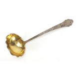 Large antique design sterling silver apostle ladle with gilt bowl, 167.5g : For Further Condition