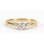 9ct gold diamond solitaire ring, approximately 0.25 carat, size M : For Further Condition Reports