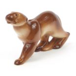 Georges Conde, Large French Art Deco pottery panther, 47cm in length : For Further Condition Reports