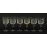 Set of six Webb cut crystal wine glasses, 16cm high : For Further Condition Reports Please Visit Our