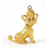 9ct gold seated poodle charm with ruby eyes, 3cm high, 8.7g : For Further Condition Reports Please