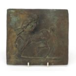 Rectangular Italian Grand Tour patinated bronze plaque of a Centaur, 19cm x 17.5cm : For Further