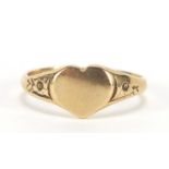 9ct gold heart ring, size Q, 2.5g : For Further Condition Reports Please Visit Our Website - Updated