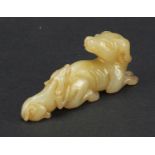 Chinese celadon jade carving of two dogs, 7cm in length : For Further Condition Reports Please Visit