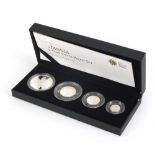 Elizabeth II 2011 Britannia four coin silver proof set by The Royal Mint with fitted box and