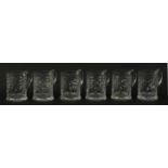 Set of six cut glass mugs, 10.5cm high : For Further Condition Reports Please Visit Our Website -