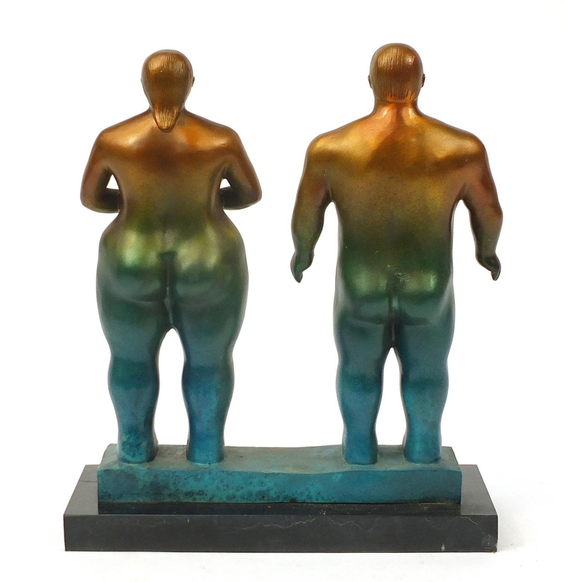 Mid century design patinated bronze figure group of a standing nude male and female, 38cm high : For - Bild 4 aus 5