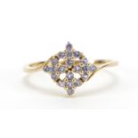 9ct gold iolite cluster ring, size P, 1.6g : For Further Condition Reports Please Visit Our