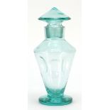 Art Deco Bohemian green glass decanter, possibly by Moser, 29.5cm high : For Further Condition