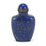 Chinese lapis lazuli snuff bottle with hardstone stopper, 6cm high : For Further Condition Reports