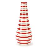 Jessie Tait for Midwinter, modern vase with painted red stripes, 28.5cm high : For Further Condition