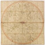 Early 19th century Patterson's Twenty-Four Miles Round London canvas backed folding map with slip