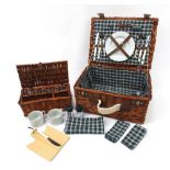 Wicker picnic hamper with contents, 47.5cm wide : For Further Condition Reports Please Visit Our