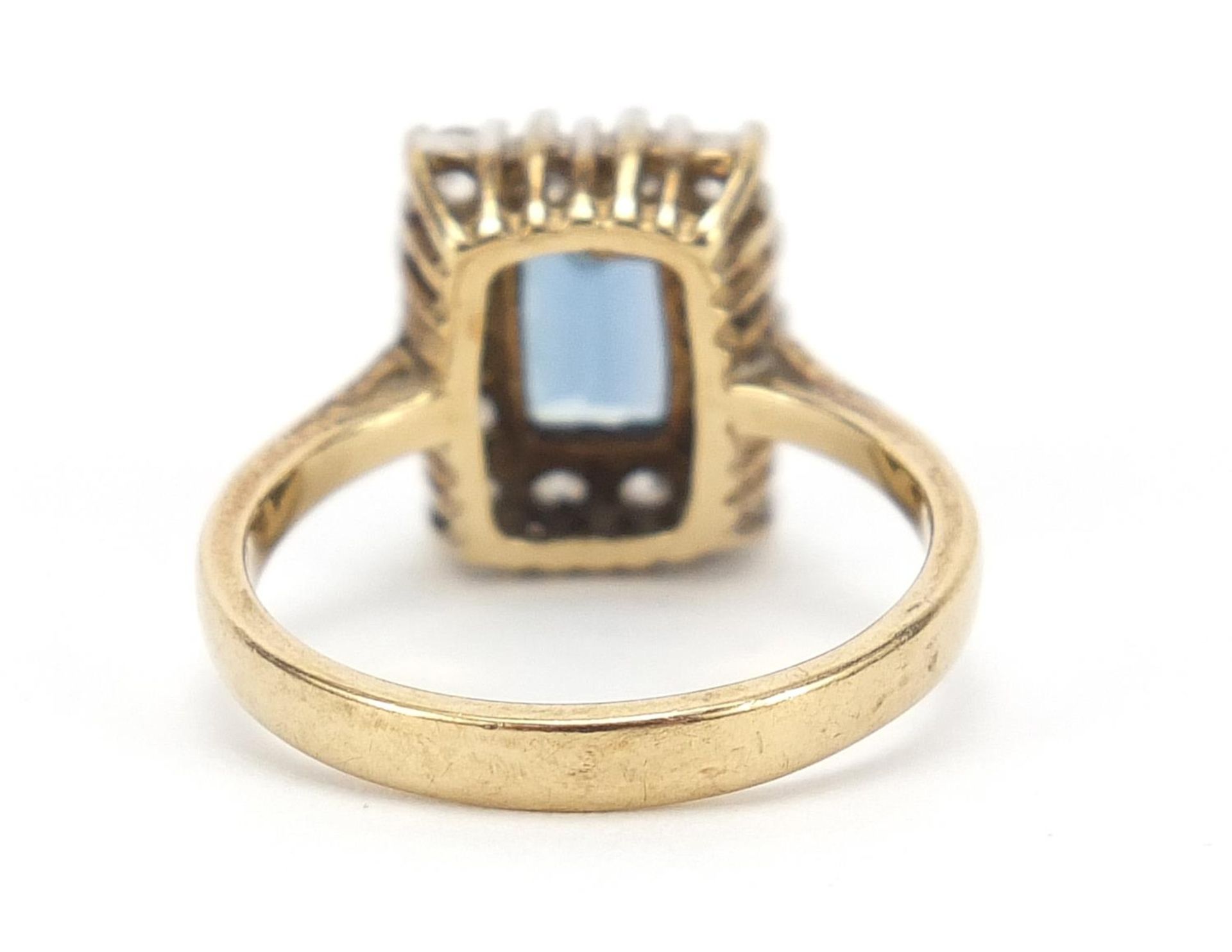 9ct gold blue topaz and cubic zirconia ring, size O, 4.4g : For Further Condition Reports Please - Image 3 of 5