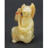 Chinese celadon jade carving of a young boy, 4cm high : For Further Condition Reports Please Visit