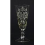 Continental glass cup engraved with a Russian double headed eagle, 11.5cm high : For Further