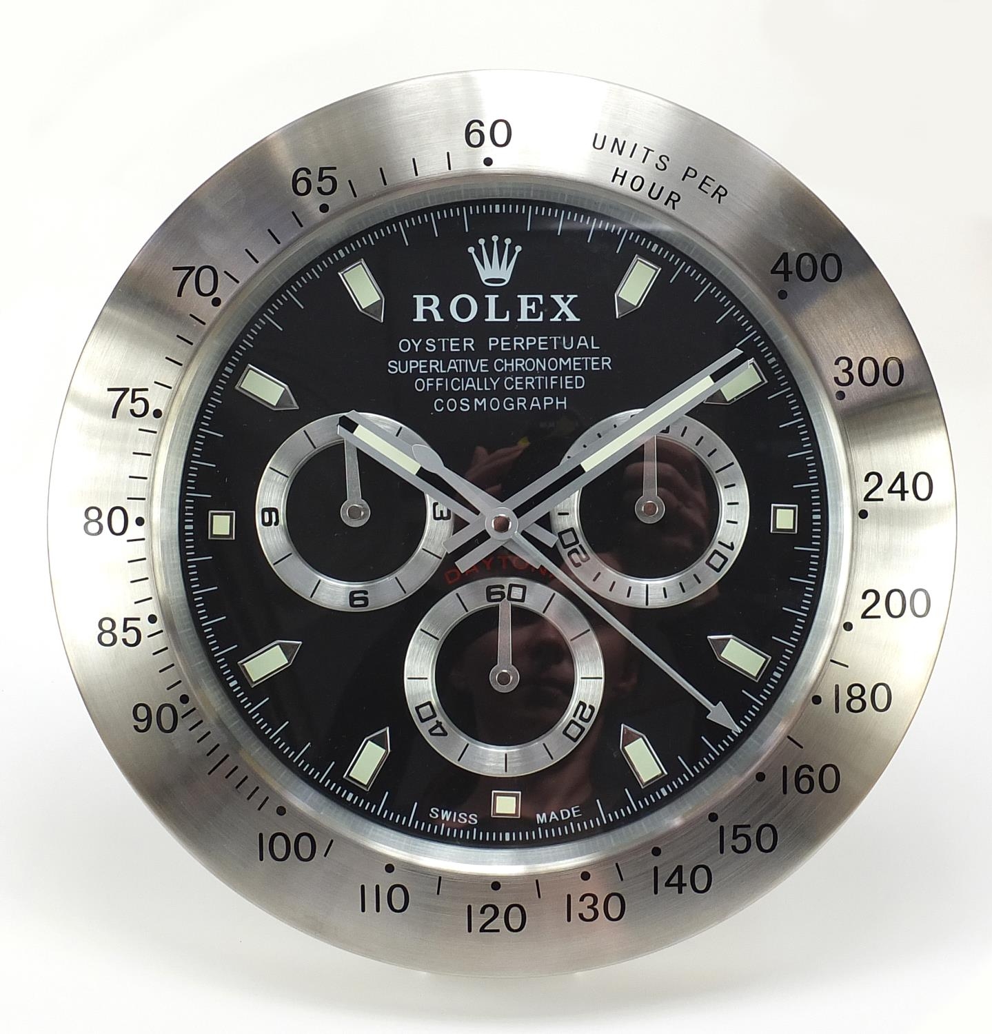 Rolex oyster perpetual design dealers display wall clock, 34cm in diameter : For Further Condition